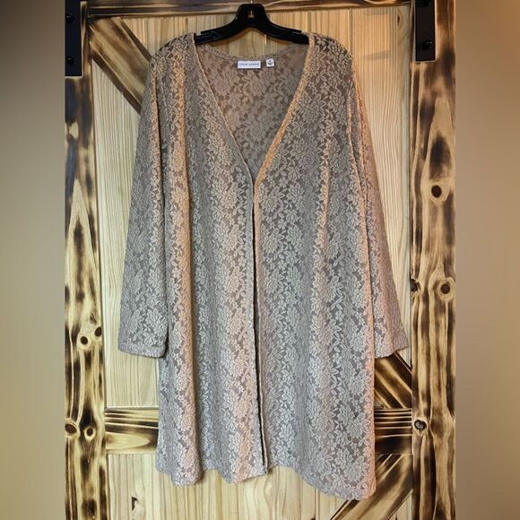 Lace Cardigan Beige 2X - Picture 1 of 7